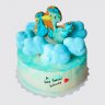 Двухъярусный торт на рождение девочки с аистом из пряника №114046