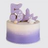 Фиолетовый торт на День Рождения девочки с цветами и шарами из мастики №114049