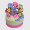 Фиолетовый торт для девочки с короной и цифрой 5 из пряника №114050
