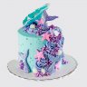 Классический торт с фиолетовой цифрой 5 из пряника для девочки №114051