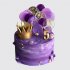 Торт фиолетовый с леденцами на 5 лет девочки с золотой короной №114058