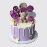 Торт фиолетовый с леденцами на 5 лет девочки с золотой короной №114058