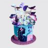 Фиолетовый торт со сладостями и звездами из леденцов для девочки №114062