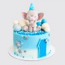 Двухъярусный торт для малыша на 1 годик с пряниками №114110