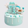 Белый торт для малыша на 1 годик с мишкой и звездами №114112