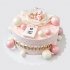 Нежный торт с шарами из мастики и ребенком на выписку для девочки №114157