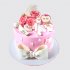 Праздничный торт с цветами на выписку для девочки с бантом №114158
