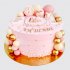 Розовый торт на выписку для девочки с шарами из мастики №114165
