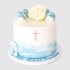 Торт на крещение с цветами и макарунами №114198
