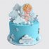 Голубой торт для мальчика на крещение с ангелом №114203