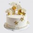 Белый торт с ангелом и золотыми звездами на крещение мальчика №114209