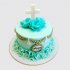 Торт с крестом и цветами на крещение мальчика №114213