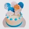 Двухъярусный торт на крещение мальчика с ребенком и мишками из мастики №114217