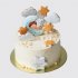 Белый торт на крещение мальчика со звездами и облаками из пряника №114223