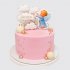 Розовый торт на крещение девочки с ангелом и облаками из пряника №114227