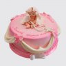 Классический торт с ангелом и шарами из мастики на крещение девочки №114230