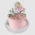 Розовый торт с ангелом на крещение девочки №114235