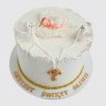 Нежный торт на крещение девочки с шарами из мастики №114240