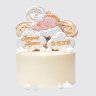 Белый торт с ангелом и шарами со звездами на крещение девочки №114242