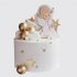 Белый торт с ангелом и шарами со звездами на крещение девочки №114242