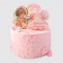 Розовый торт на крещение девочки с ангелом и безе №114244