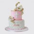 Двухъярусный торт с цветами и крестиком на крещение девочки №114246