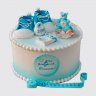 Голубой торт на рождение ребенка с луной и звездами №114269