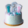 Розово-голубой торт на гендер пати с мишками №114301