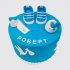 Голубой торт на рождение мальчика с аистом и пинетками №114309