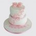 Двухъярусный торт с надписью и цветами пинетки №114318