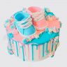 Двухъярусный торт с надписью и цветами пинетки №114318