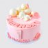 Розовый торт девочке на 1 месяц с шарами из мастики и олененком №114328