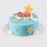 Праздничный торт на 1 месяц мальчику со звездами и мишкой на прянике №114330