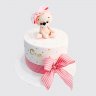 Белый торт с сердечками и ребенком на 1 месяц девочке №114351
