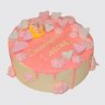 Праздничный торт с бантом и мишкой на 1 месяц девочке №114350