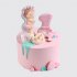 Розовый торт на 1 месяц девочке с сердечками из пряника №114353