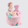 Торт в форме розовой коляски на 1 месяц девочке №114352