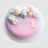 Классический торт на 1 месяц девочке с Hello Kitty и шарами из мастики №114354