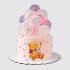 Нежный торт с леденцами и мишуткой на 1 месяц девочке №114356