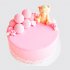 Розовый торт с мишкой и шарами из мастики на 1 месяц девочке №114357