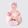 Розовый торт с мишкой и шарами из мастики на 1 месяц девочке №114357