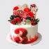 Белый торт с красной машиной и ягодами на 3 месяца №114410