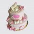 Двухъярусный торт на 5 месяцев девочке с цветами №114478