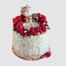 Двухъярусный торт на 5 месяцев девочке с цветами №114478