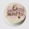 Торт девочке на 6 месяцев с зайкой и розовыми сердечками №114496