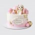 Торт девочке на 6 месяцев с зайкой и розовыми сердечками №114496