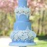 Бело-голубой свадебный торт №129378