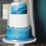 Бело-голубой свадебный торт №129384
