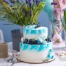 Бело-голубой свадебный торт №129391