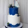 Бело-синий свадебный торт №129392